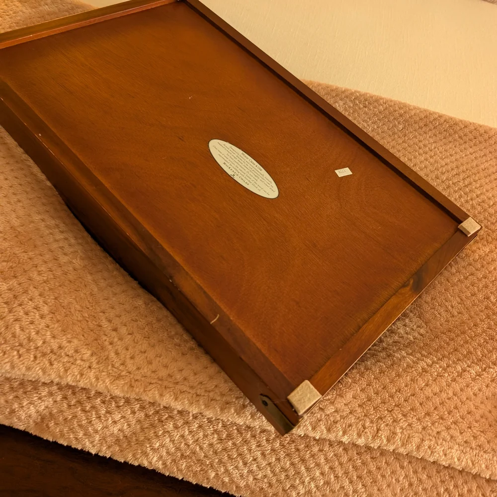 Classic Checkered Wooden Bath Vanity Tray